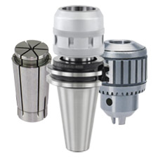 High-performance toolholders including drill chuck, collet, and end mill holder for precision machining applications